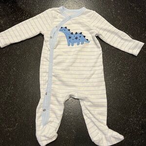 Striped Blue Dinosaur Kids Footie